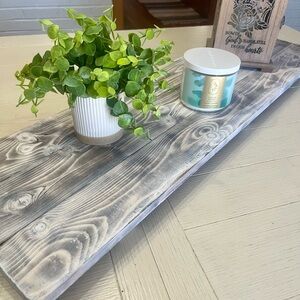 Rustic Wood Plank Serving Board Table Decor Whitewashed 38” Handmade